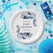 Blue Elegant Country Floral Baby Dusche Pappteller (Party)
