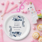 Blue Elegant Country Floral Baby Dusche Pappteller (Party)