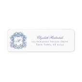 Blue Elegant Crest Monogram Wedding Return Address (Vorne)