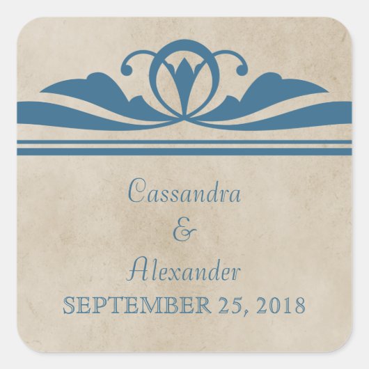Blue Elegant Deko Wedding Stickers (Vorderseite)