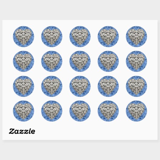 Blue Elegant Designer Heart Stickers (Blatt)
