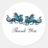 Blue Elegant Dragons Danke Stickers (Vorderseite)