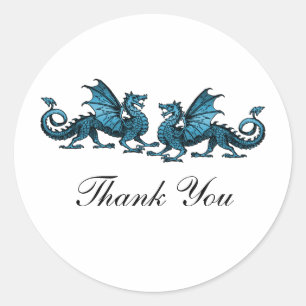 Blue Elegant Dragons Danke Stickers