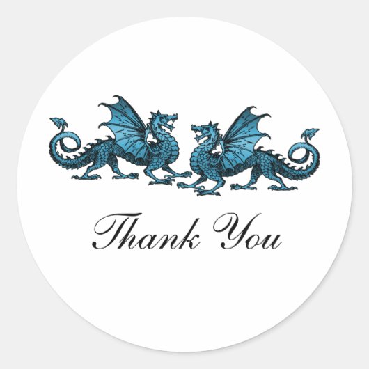 Blue Elegant Dragons Danke Stickers (Vorderseite)