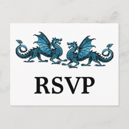 Blue Elegant Dragons Response Postkarte