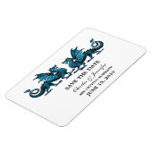 Blue Elegant Dragons Speichern Sie das Date Magnet (Linke Seite)