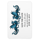 Blue Elegant Dragons Speichern Sie das Date Magnet (Vertikal)