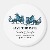 Blue Elegant Dragons Speichern Sie das Date Magnet (Vorne)