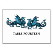 Blue Elegant Dragons Table Card Tischnummer (Rückseite)