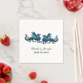 Blue Elegant Dragons Wedding Paper Napkins Serviette (Beispiel)