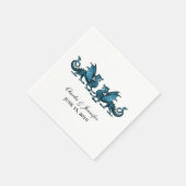 Blue Elegant Dragons Wedding Paper Napkins Serviette (Ecke)