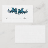 Blue Elegant Dragons Wedding Platzkarte (Vorne/Hinten)