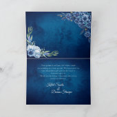 Blue Elegant floral summer wedding Dankeskarte (Innenseite)