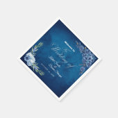 Blue Elegant floral summer wedding Serviette (Ecke)