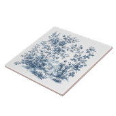 Blue Elegant Floral Toile Vintage Design Fliese (Seite)