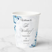 Blue Elegant flower summer wedding Pappbecher (Rückseite)