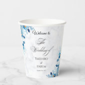 Blue Elegant flower summer wedding Pappbecher (Vorderseite)