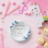 Blue Elegant flower summer wedding Pappteller (Party)