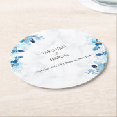 Blue Elegant flower summer wedding Runder Pappuntersetzer (Angewinkelt)
