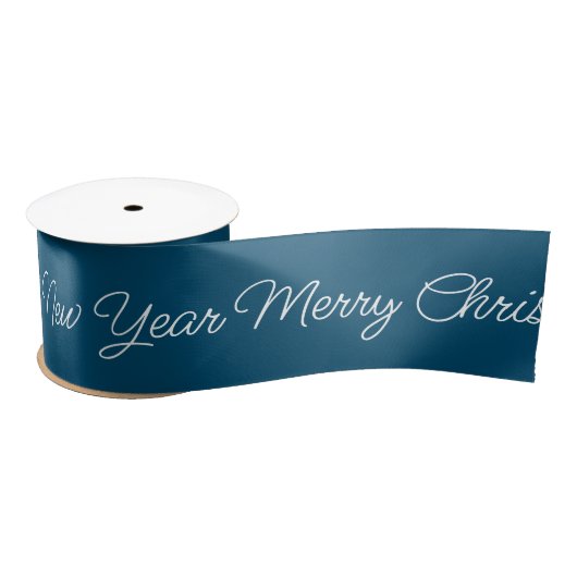 Blue Elegant Frohe Weihnachts-Typografie-Script Satinband (Spule)