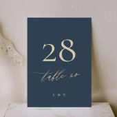 Blue Elegant Gold Classic Wedding Tischnummer