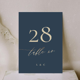 Blue Elegant Gold Classic Wedding Tischnummer
