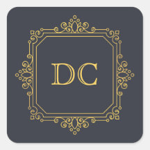 Blue Elegant Gold Design Monogram