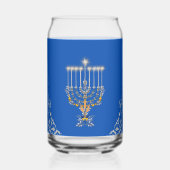 Blue Elegant Hanukkah Silver Menorah Dosenglas (Vorderseite)