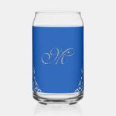 Blue Elegant Hanukkah Silver Menorah Dosenglas (Rückseite)