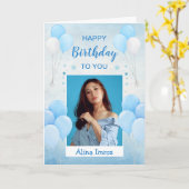 Blue Elegant Happy Birthday Folded Grußkarte Karte (Gelbe Blume)