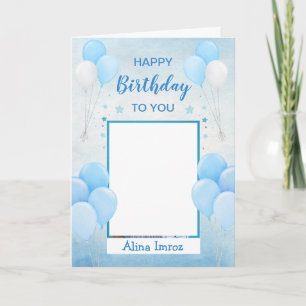 Blue Elegant Happy Birthday Folded Grußkarte Karte