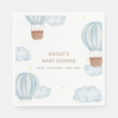 Blue Elegant Hot Air Ballon Cloud Boy Baby Shower Serviette (Vorderseite)
