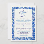 Blue Elegant Islamic Wedding Nikah mit QR-Code Einladung (Vorderseite)