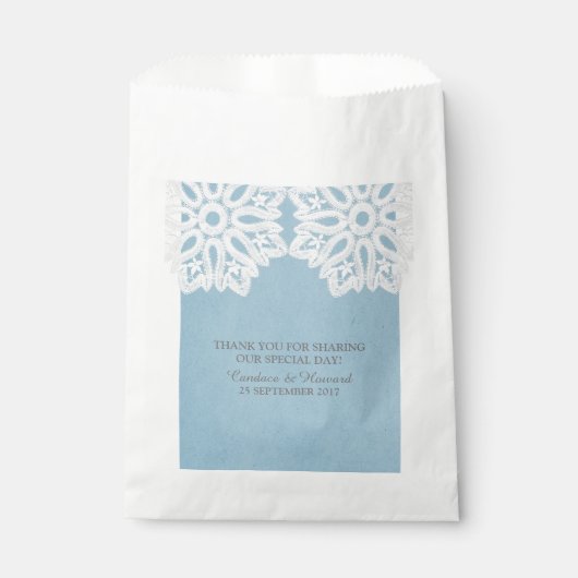 Blue Elegant Lace Favor Bags Geschenktütchen (Vorderseite)