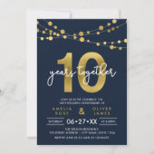 Blue Elegant Lights 10. Hochzeitstag Einladung (Vorderseite)