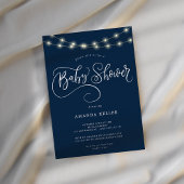 Blue Elegant Minimalistisch Baby Shower Einladung