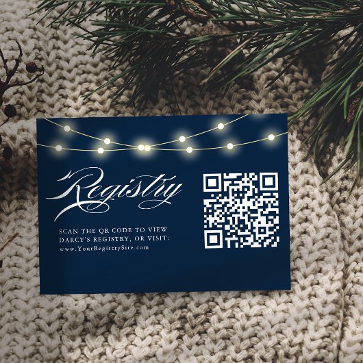 Blue Elegant Minimalistisch Baby Shower QR Code Ge Begleitkarte