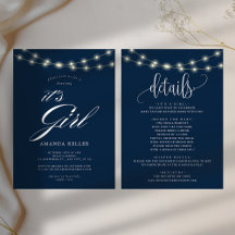 Blue Elegant Minimalistisch ist Girl Baby Dusche