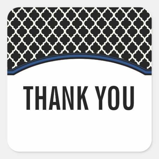 Blue Elegant Quatrefolie Danke Stickers (Vorderseite)