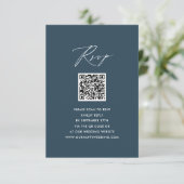 Blue Elegant Script Minimalistisch QR Wedding RSVP Begleitkarte (Stehend Vorderseite)