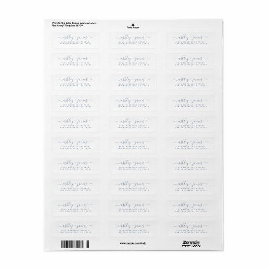 Blue Elegant Script Wedding Return Address Label (Vorne)