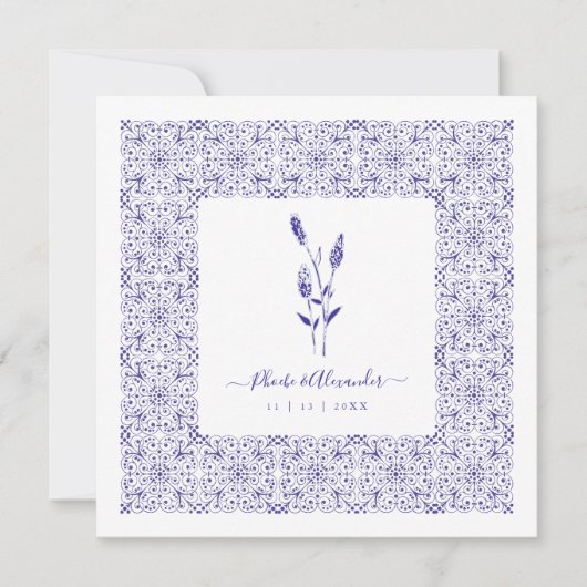 Blue Elegant Sophisticated Wedding Lace Wildflower (Vorderseite)