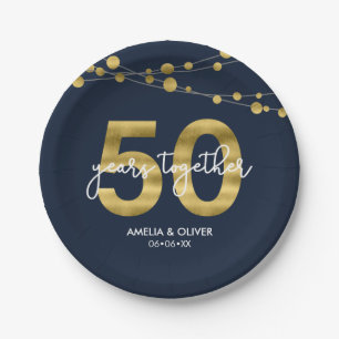 Blue Elegant Strings of Lights 50 Jahre Pappteller