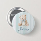 Blue Elegant Teddy Bear Button (Vorne & Hinten)