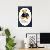 Blue Elegant Teddy Bear Poster (Heimbüro)