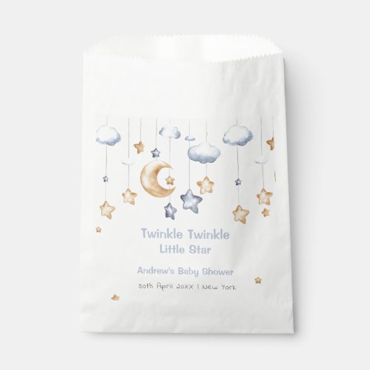 Blue Elegant Twinkle Twinkle Baby Dusche Geschenktütchen (Vorderseite)