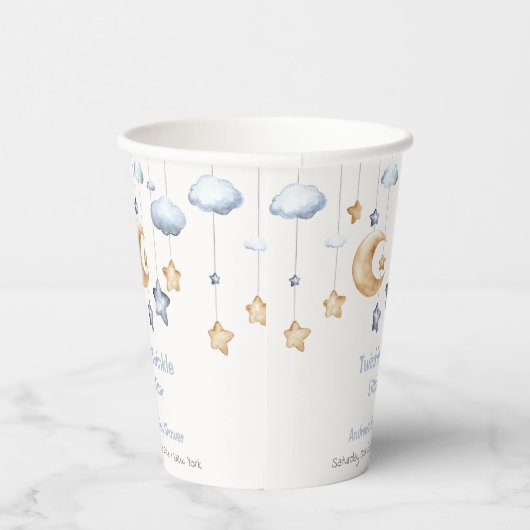 Blue Elegant Twinkle Twinkle Baby Dusche Pappbecher (Rechts)