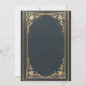 Blue Elegant Vintag Gold Calligraphy Wedding Einladung (Rückseite)