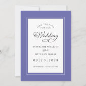 Blue Elegant Wedding Chic Script Border Save The Date (Vorderseite)