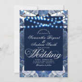 Blue Elegant Wedding Einladung (Vorderseite)